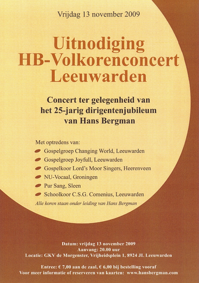 Poster van het HB-Volkorenconcert 2009